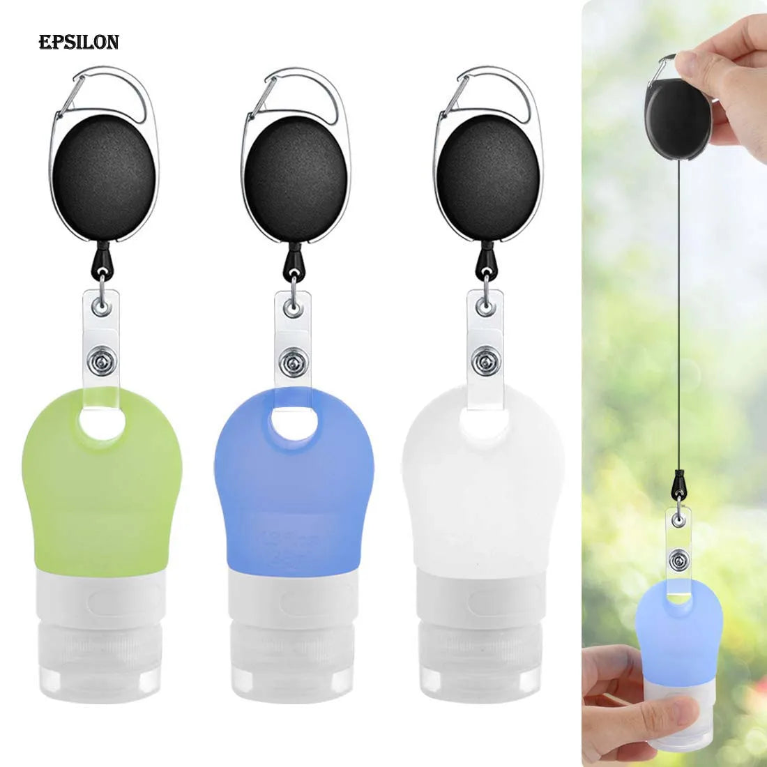 Epsilon Mini carry-on 38ml/60ml hand sanitizer empty bottles with silicone holder/hand wash bottles 60ml