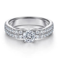 Unique Engagement Double-deck Full-diamond Zirconia Rhodium Plated 925 Silver Wedding Promise Rings