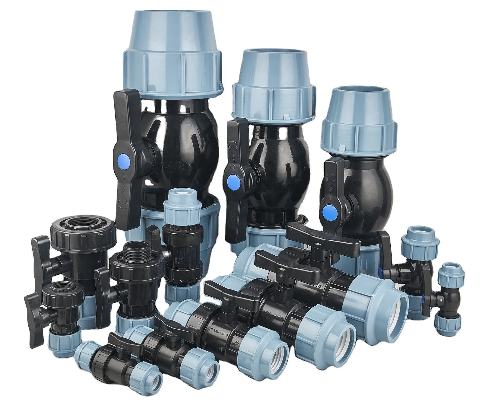IRRIPLAST OEM Farm Water Supply ISO17885 PN16 HDPE PP PE PIPE Irrigation Compression Fittings PP Ball Valves