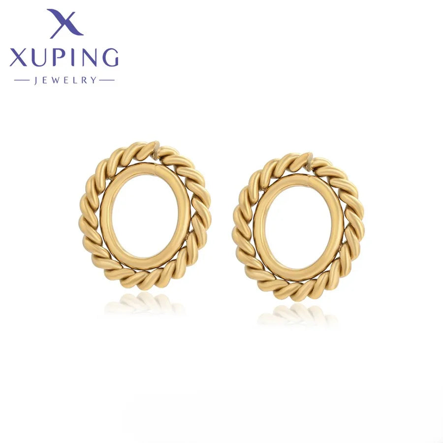 T000963023 XUPING JEWELRY 14K Gold Color Elegant Stainless Steel Korean Vintage Fashion Gold Plated Fine Earrings