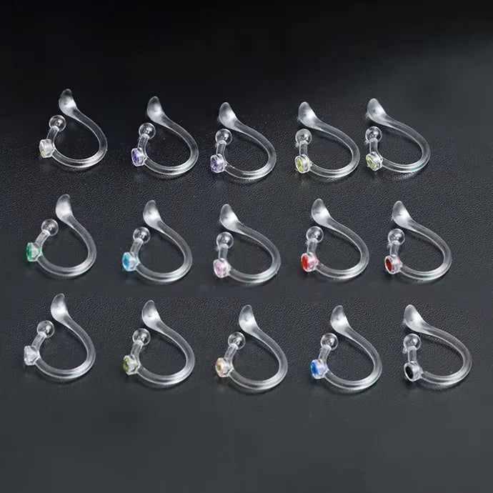 DIY Triangle Round Ear Clips Hypoallergenic Transparent Resin Non-Pierced Clip-On Earrings Rhinestone for Women Fashion Jewelry