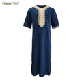 Summer Men's Arab Robe Short Sleeve Long Gown Breathable Lightweight Polyester Muslim Abaya for Prayer Occasion
