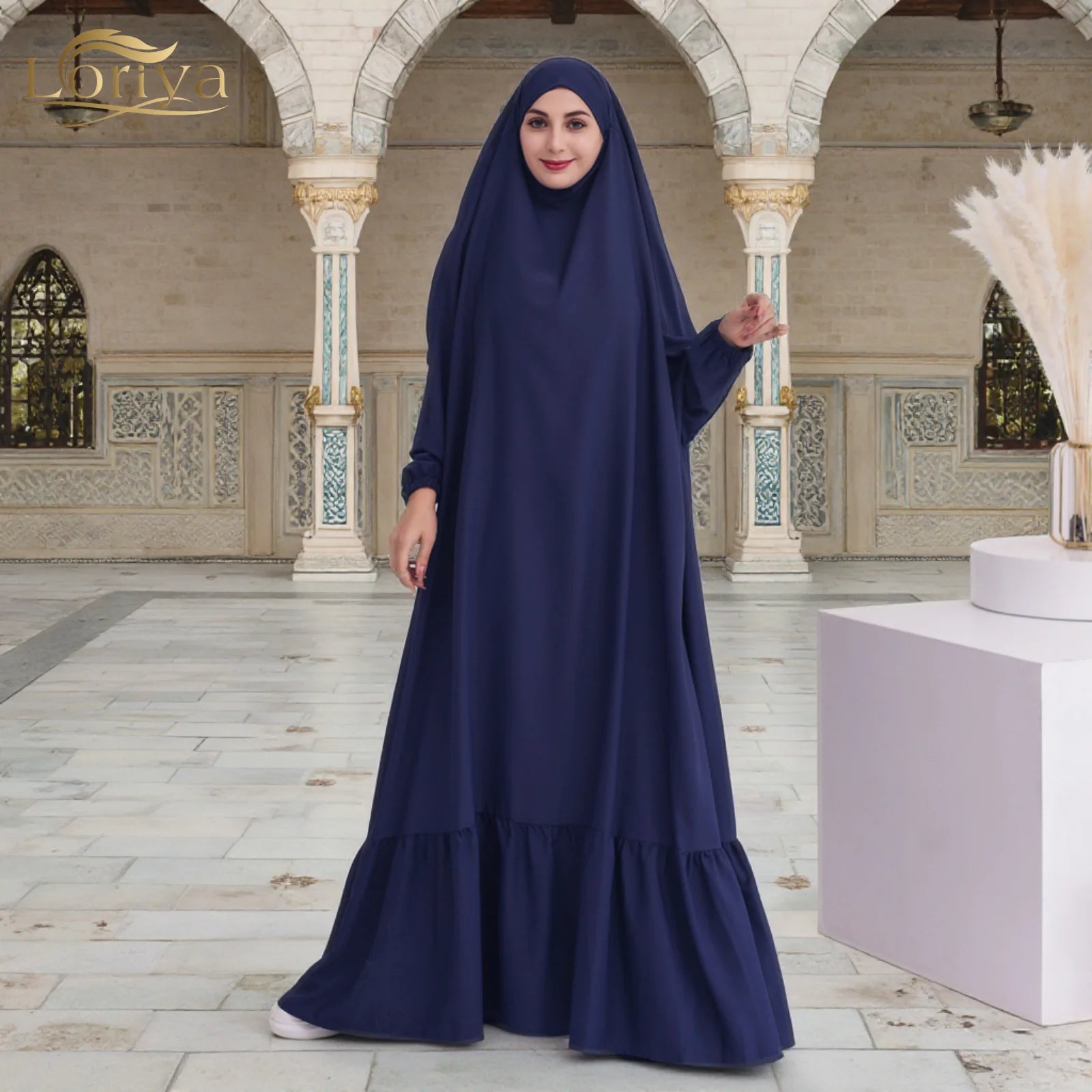Wholesale Loriya Modest One Piece Jilbab Abaya Elegant Islamic Clothing for Women's Dresses EID Ramadan Prayer Abaya Ethnic
