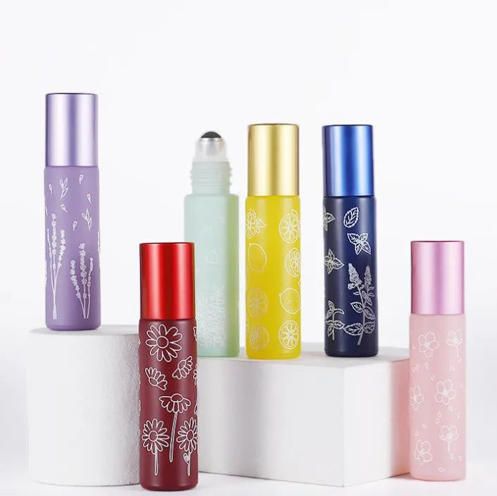 In StockFloral Element 10ml Macaron Colors Glass Roll on Bottle With Gemstone Roller and Colors Cap