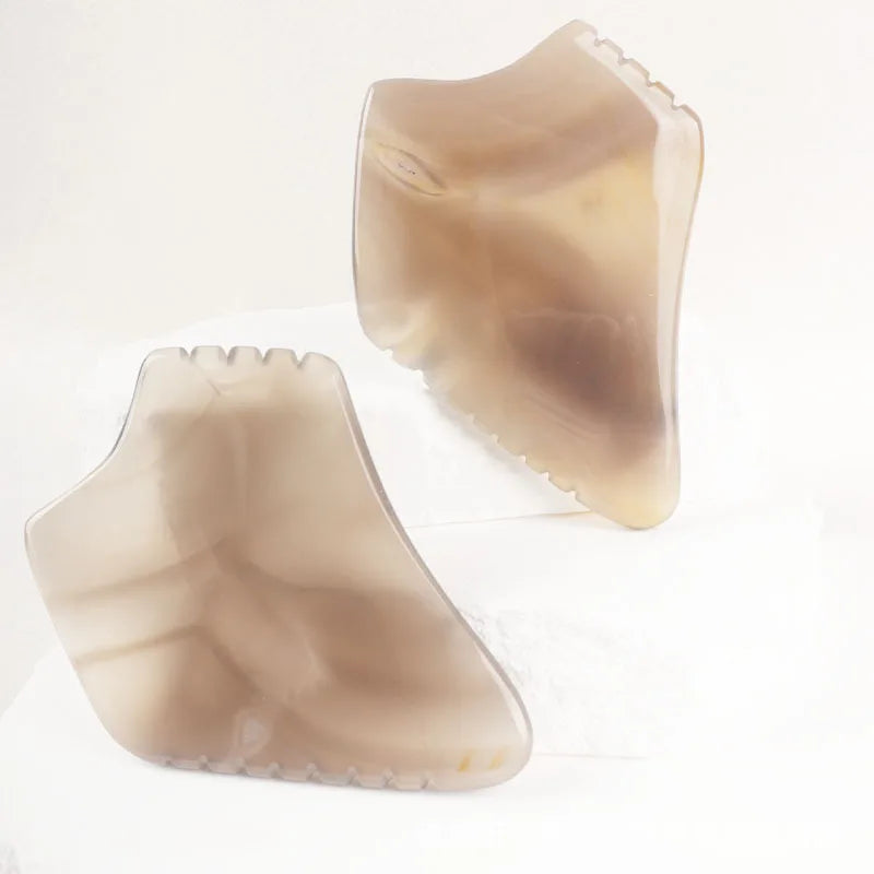 HZ Custom Logo Agate Gua Sha Stone Quartz Gua Sha Jade Set Rose Quartz Green White Jade Amethyst Triangular Grey Agate Guasha