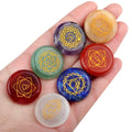 RTS Fast Delivery Healing Reiki Natural 7 Pieces Engraved Chakra Stone Sets 25mm Carved Fengshui Positive Meditation Stone Set