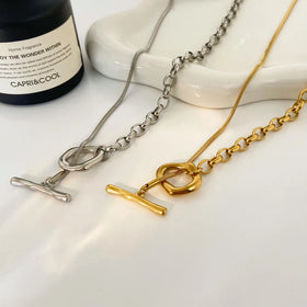Hot Selling OT Deduction Adjustable Length Chain Fashion Jewelry Sweater Chain Stainless Steel Plated 18k Gold Necklace
