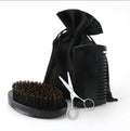 Abeis Beard Care Brush Comb Custom logo Black Boar Bristle Beard Brush and Combs Men Beard Grooming Kit Gift Set