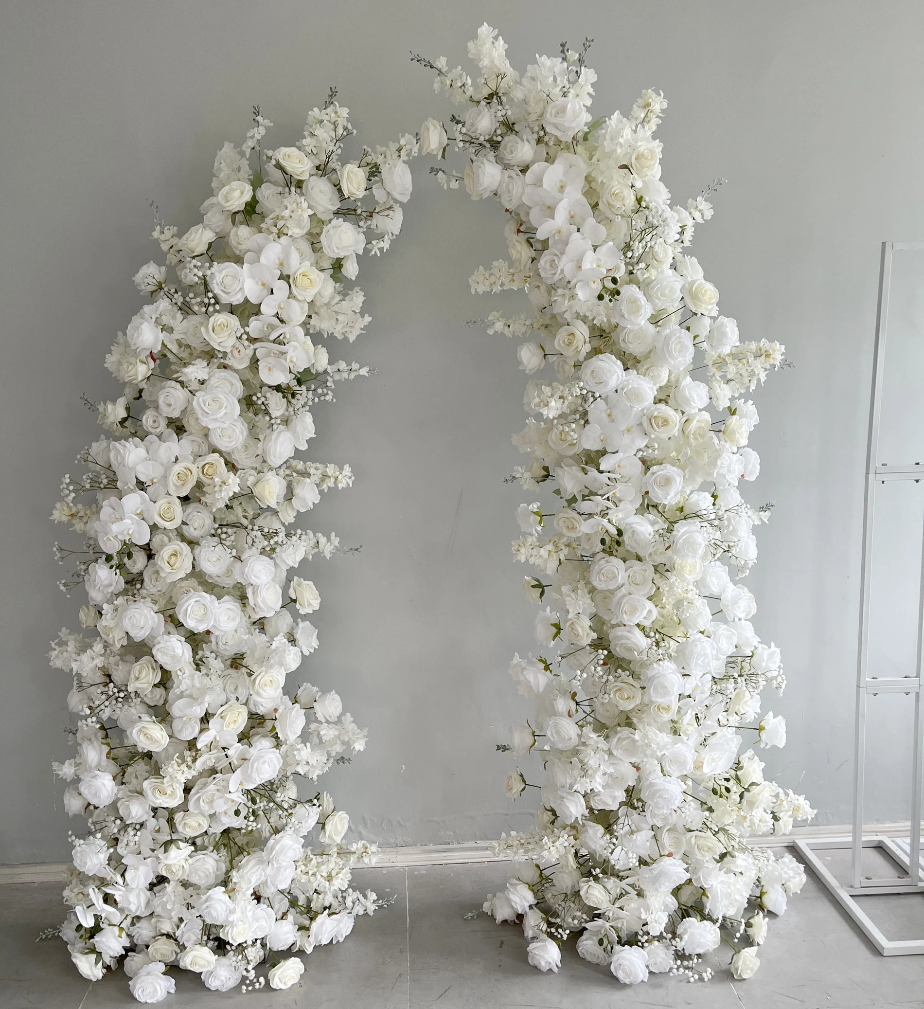 Wedding Party Supplies White Flowers Orchid Silk Flowers Babys Breath Wedding Arch Gate Design Background Stage Decoration