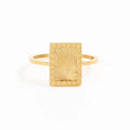 High End Tarnish Free PVD Gold Plated Shinny Gold Sunburst Rings Rectangle Rings for Women Stainless Steel Jewelry