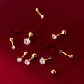 Luxury 925 Sterling Silver Zircon Simple Stud Earrings Gold Fashion Piercing Jewelry Accessories for Women's Weddings Parties