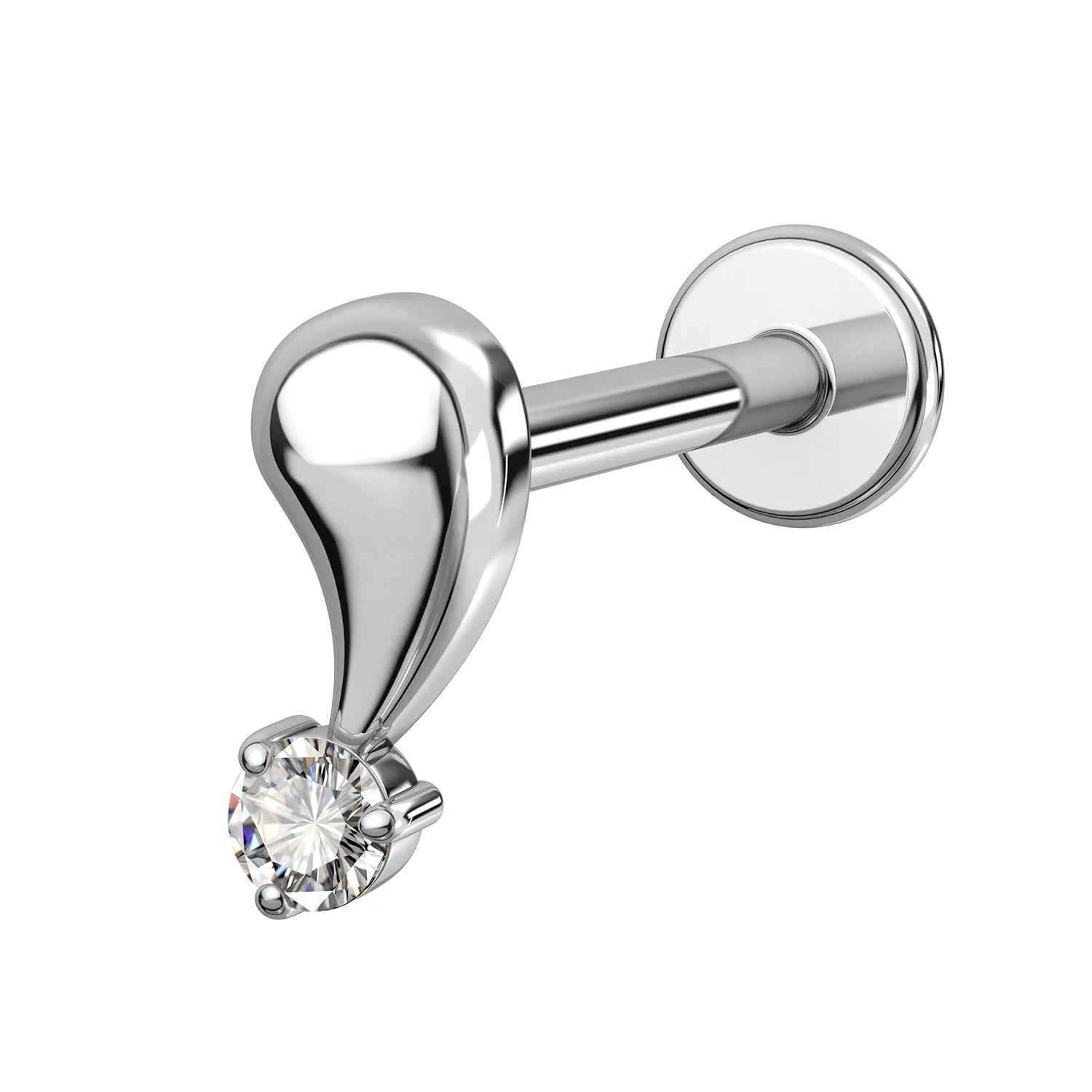 TOPOSH Children's Hypoallergenic Titanium Zircon Flat Back Stud Implant Fit Labret Earrings Engagement Tragus Cartilage Helix