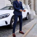 New  Men's Business Suits Chic Double Breasted Peaked Lapel Striped 2 Pieces Formal Dinner Party Wedding Tailor-Made Outfit