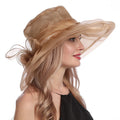 X1598 Elegant Wedding Organza Flower Lady Millinery and Fancinators Wide Brim Sunscreen Fisherman Hats for Outdoor Use