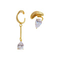 Laodun New Fashion Cubic Zirconia Asymmetry Ear Bone Earrings 14K Gold Plated Copper Clip-on Earrings for Women Vermeil