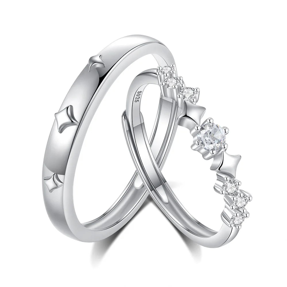 FDJZ-314 925 Sterling Silver Zircon Inlaid Cute Design Star Earth Finger Rings for Women Engagement Jewelry