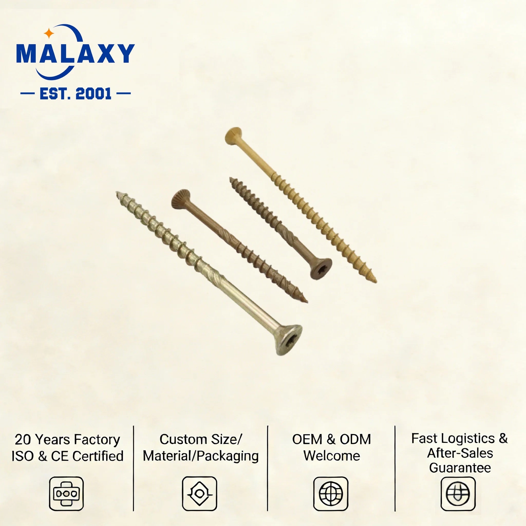 MALAXY Wood and Potai Pz 30X16 Torx Wafer Head Heavy Yellow Chipboard Screws