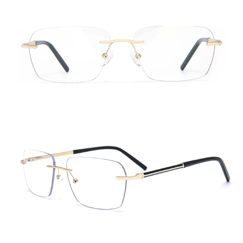 2022 Prescription Eyeglasses Custom Spectacle Frame Optical Glasses Luxury Rimless Metal Women Frames Glasses