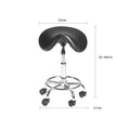 Saddle Tilting Stool Rolling Chair with Thicker Seat Swivel Ergonomic Height Adjustable Footrest Wheels for Pet Beauty Spa Salon