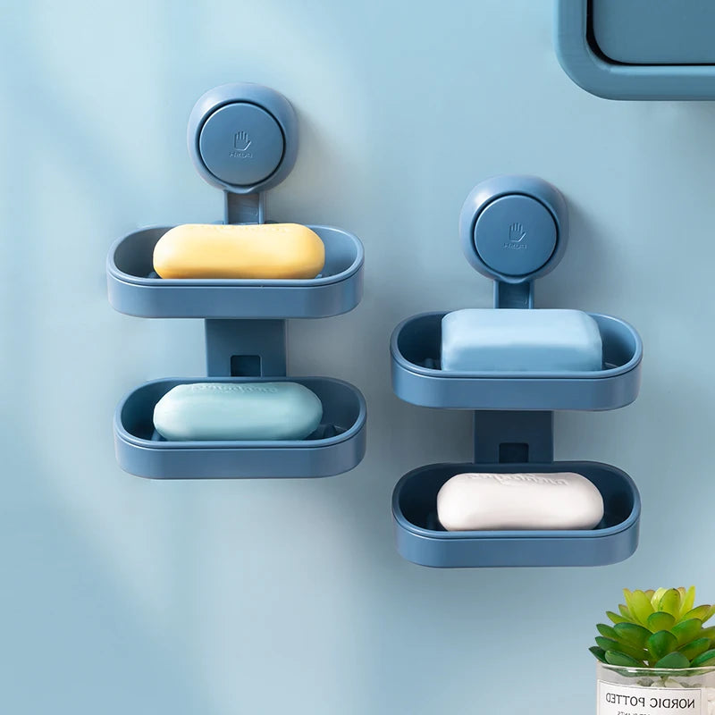 Contemporary Wall Hanging Soap Brush Holders Shower Drain Soap Drying Tray Holder Box Hanging Rack With Suction for Bathroom