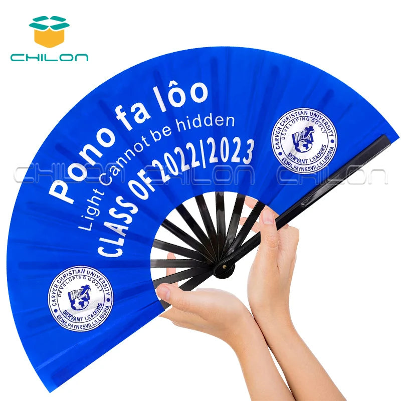 Low Price 13 Inch PVC Hand Fan Shining Large Folding Hand Fan for Rave Festival Party Gift