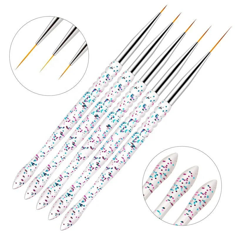 Nails Art Drawing Liner French Manicure Glitter Handle 3/5pcs Nail Brushes Set