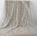 Bridal Lace Fabric Stripes Luxury Beaded Sequin Wedding Dress Garment 3D 100% Polyester Advanced Custom-made Sewing Fabric
