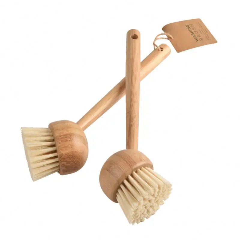 Eco-Friendly Bamboo Dish Scrub Brush with Long Handle Multi-Purpose Household Chemicals for Dish Cleaning