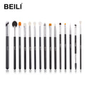 BEILI Brochas Para Ojos 15piece Makeup Cut Crease Soft pink Blender Eye Shadow Concealer Black Small Fluffy Blending Brush with