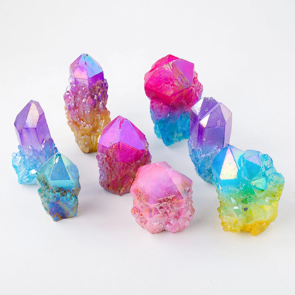 Wholesale Crystals Natural Healing Stone Aura Quartz Point Electroplated Color Pineapple Crystal Cluster