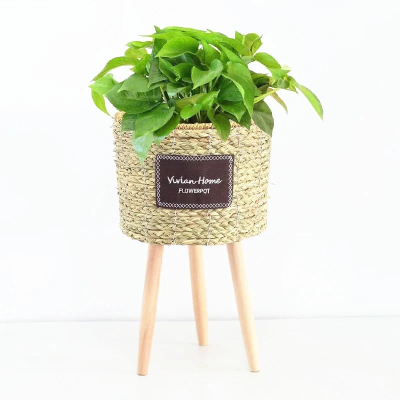 Garden Living Room Balcony Storage Baskets Woven Rattan Straw Flower Pot for Flower Apparatus Decorative Straw Woven Basket