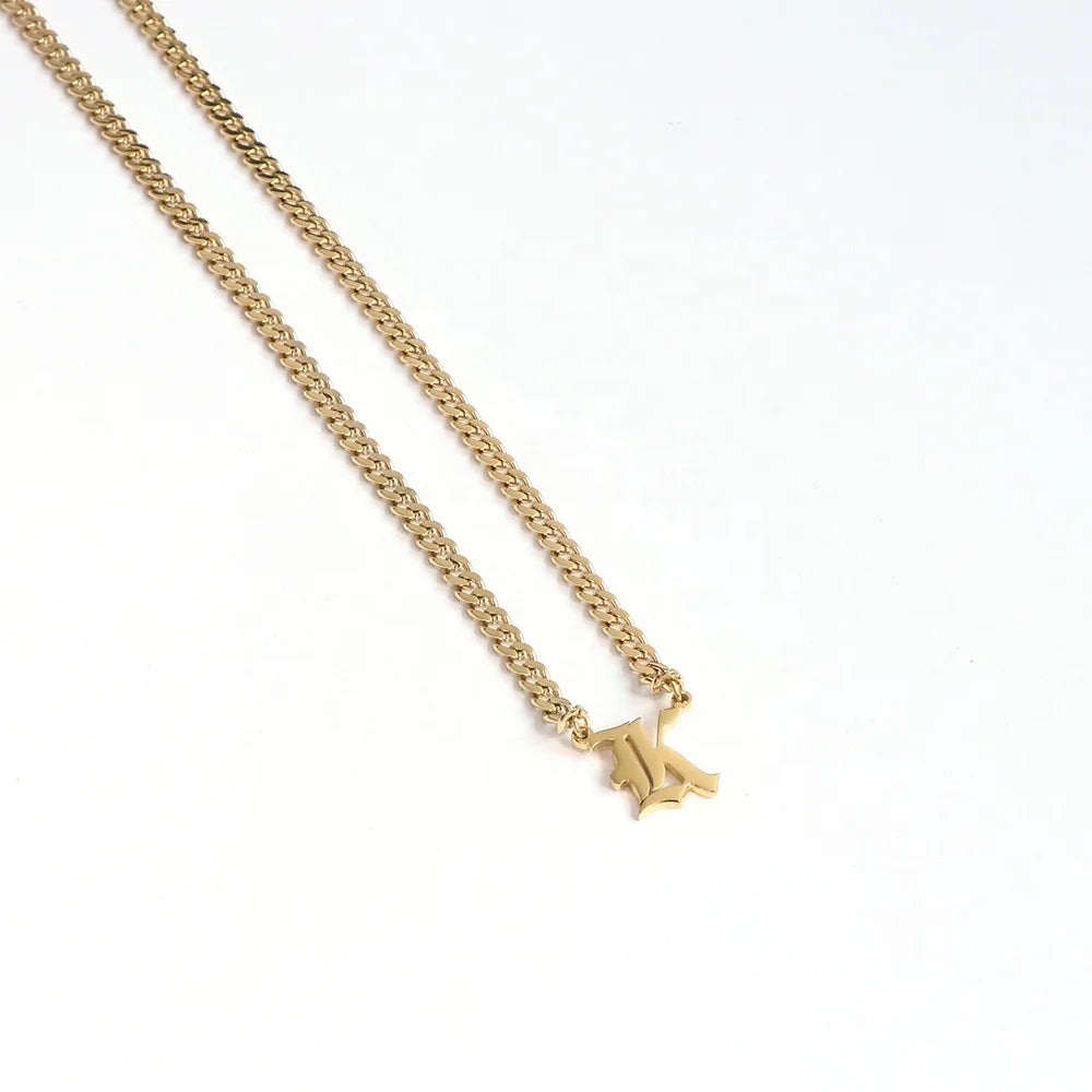 Minimalist Gold Letter Initial Necklace Personalized Name Necklace with Link Chain Stainless Steel Jewelry Birthday Gift