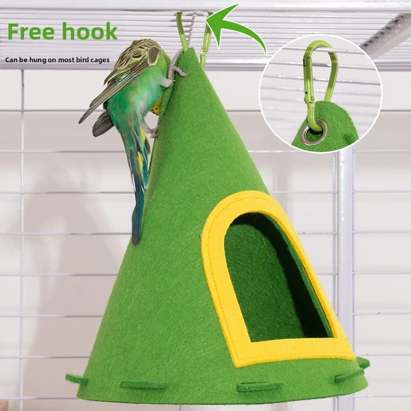 Newcastle Solid Felt Bird Nest Summer Large Space Hanging Easy Cleaning Removable Hamster Parrot Nest