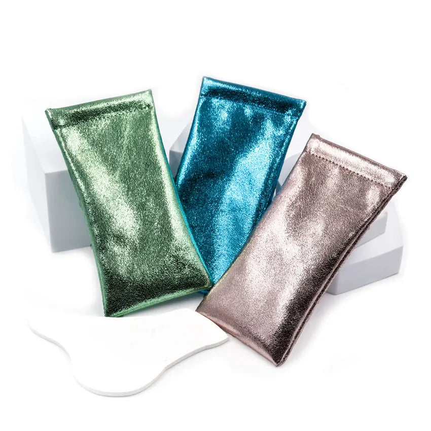 Stock Glitter Leather Glasses Pouch Shiny Color Eyeglasses Bag