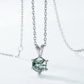 Popular Design Fashion Jewelry Necklace Gold Plated 925 Sterling Silver Chain Natural Green Moss Agate Pendants Necklace