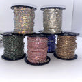 F052 Manufacture Supplies Multicolor 2mm Crystal Chain Trim for DIY Jewelry Shoe Rhinestone Chain Trimming on Roll