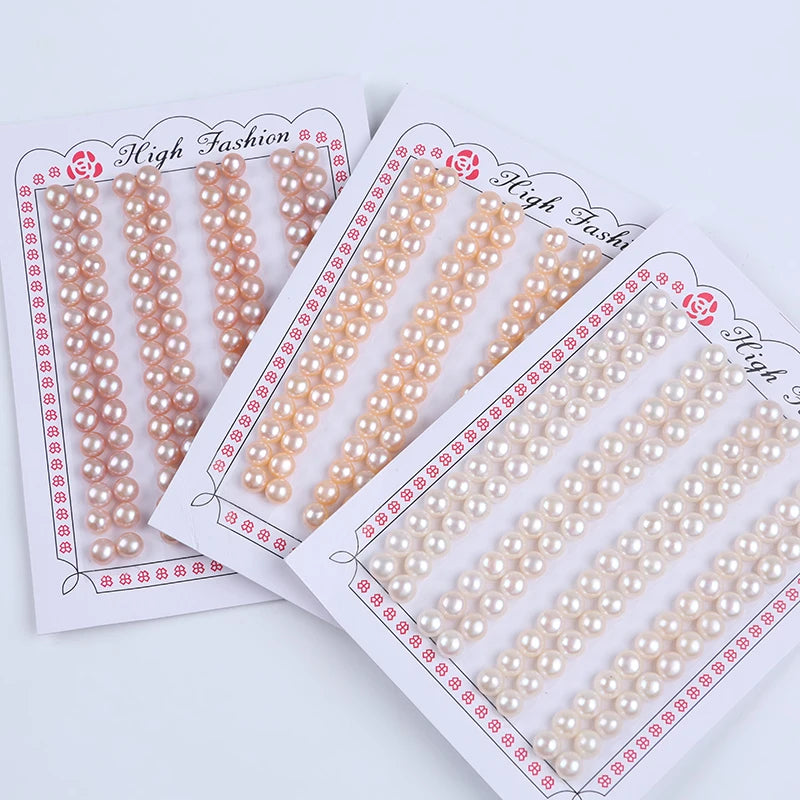 Natural White Pink Purple 5.5-6mm Button Half Hole Freshwater Pearls  for DIY