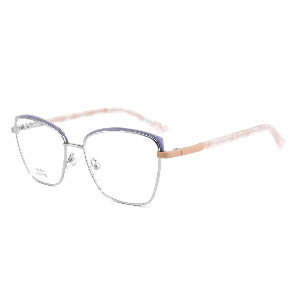 DH6616 Fashion Two-color Women's Metal Ultralight Half Frame Optical Glasses