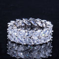 Luxury Cubic Zirconia Stone Pave Olive Leaf Big Engagement Wedding Silver Plated CZ Finger Rings Jewelry for Women
