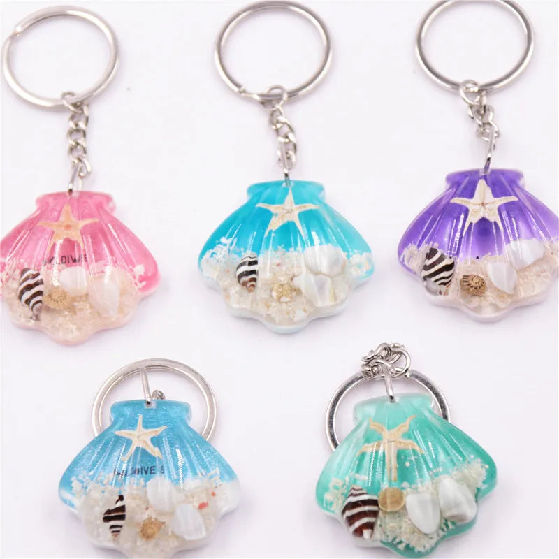 New Arrive Sea Style Accessories Gifts Underwater World Keychain Resin Shell Shape Keychain