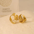Simple Fashion 18K Gold PVD Jewelry Open Ring Stainless Steel Ring Hollow Line Adjustable Ring for Women