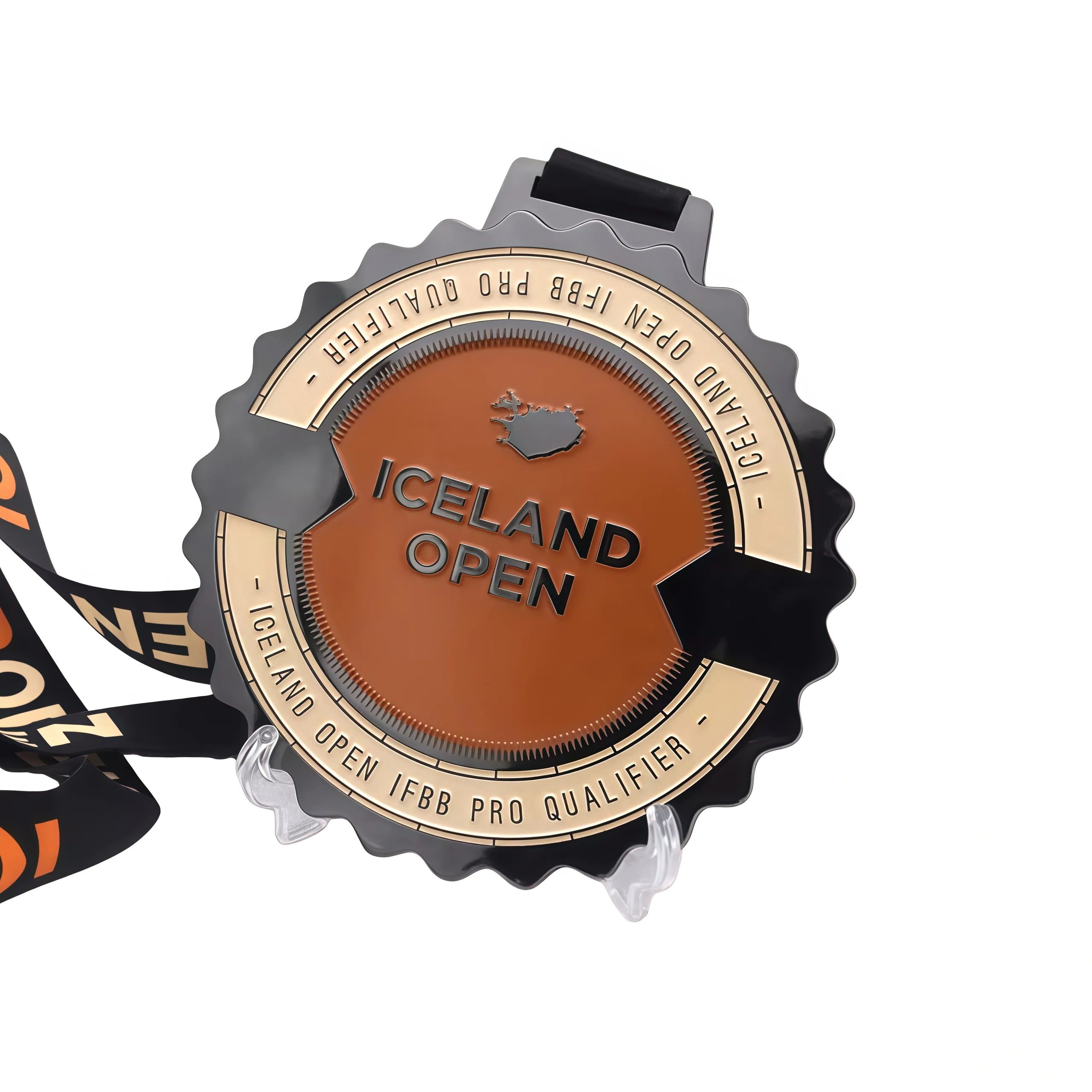 Iceland Open IFBB PRO QUALIFIER Fitness Award Medal Custom Your Own Made Personalized Design Black Nickle Medals with Ribbon