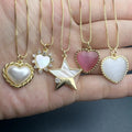 Wholesale Custom Opal Heart Necklace Women Sea Shell Pearl Zircon Pendant Neck Fashion Delicate Jewelry