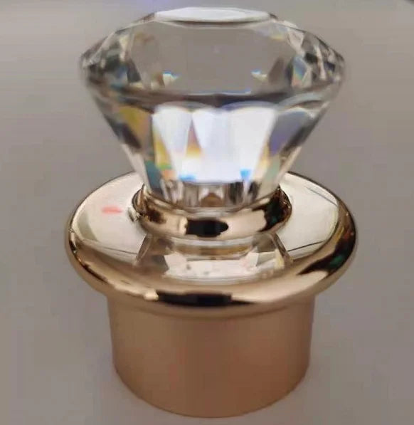 Customs Logo Luxury Glossy 24mm-28mm Acrylic Diamond Cap Plastic Sealing for Cosmetic Bottles and Container Package