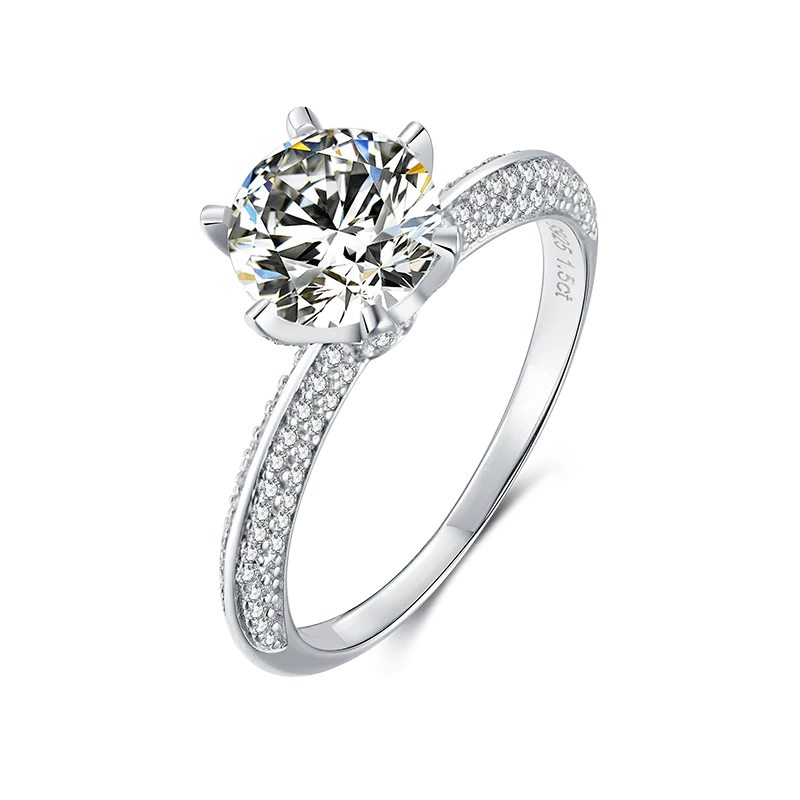 Fashion Luxury Classic Moissanite Diamond Ring 925 Sterling Silver Engagement Wedding Shiny Jewelry for Women Moissanite Ring