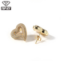 2021 Fashion Heart Stud Earrings Micro Inlaid Heart Earrings Hip Hop Earrings for Men and Women Christmas Gift