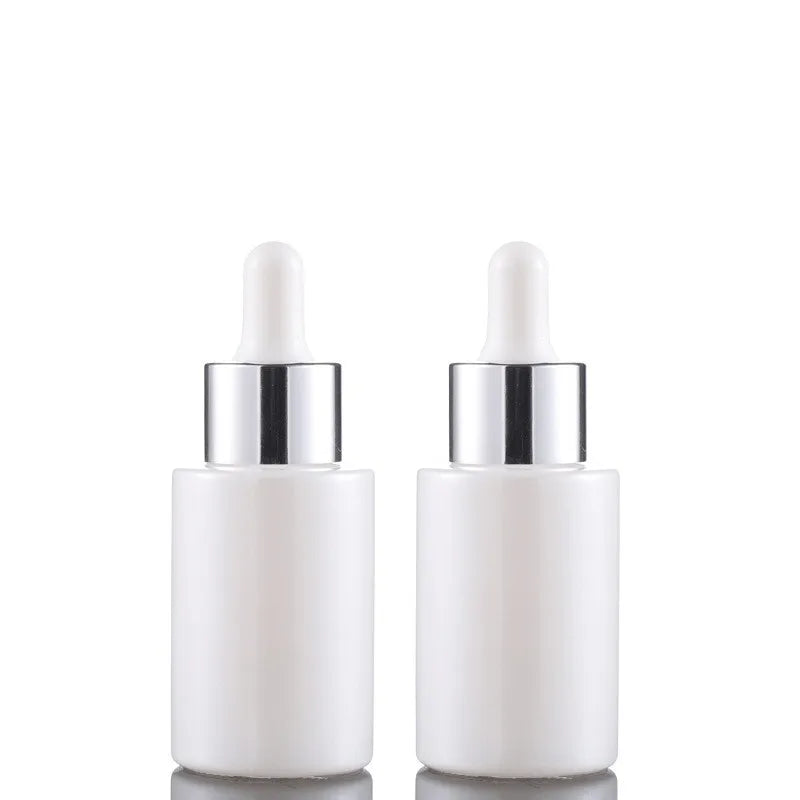 30ml White  Glass clear Pearl White Bottle Dropper Bottle Essential Oil Serum Essential Oil Dropper Bottle