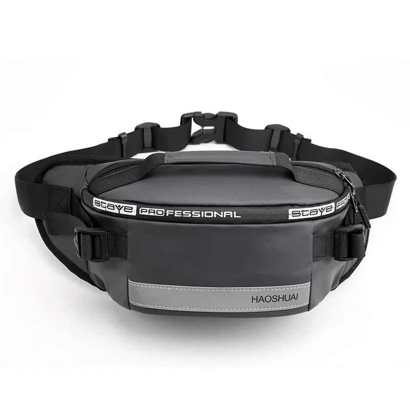Factory Custom Multifunction Reflective Waist Bag for Men Fashion Belt Bag Large Capacity Letters Nylon Fanny Pack