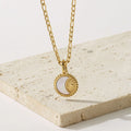 European American Retro Style Women's Stainless Steel Snake Chain Necklace Sun Moon Natural Shell 316L Titanium No Fade Stock