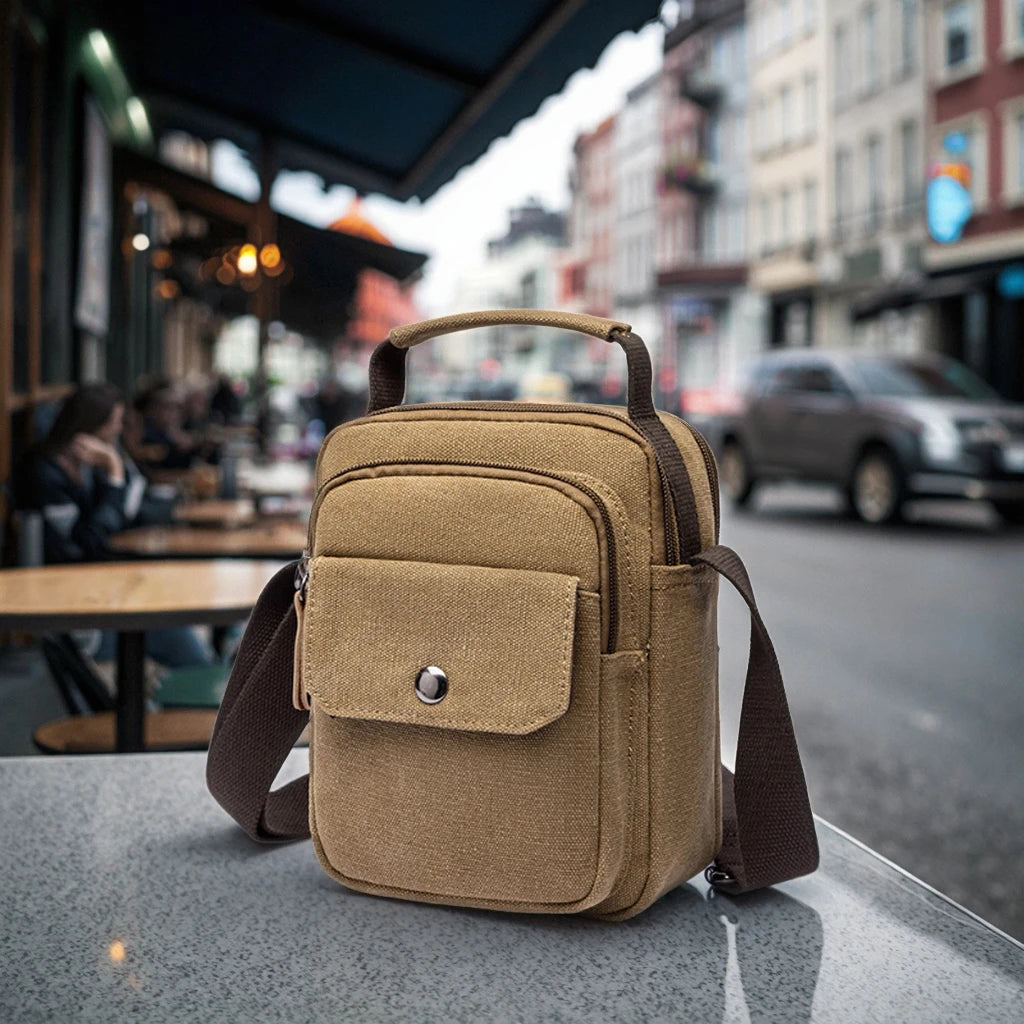 ZUOLUNDUO Hot Sale Small Portable Durable Canvas Men's Messenger Shoulder Bag Fashionable Vintage Logo for Mobile Phone Summer